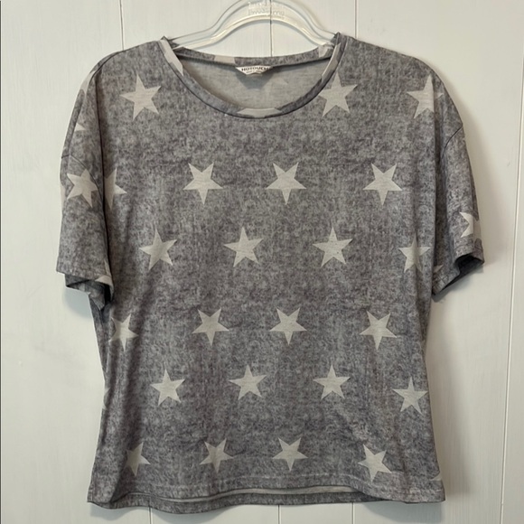 Gray Star Print Women's Top Size Small - Picture 1 of 6